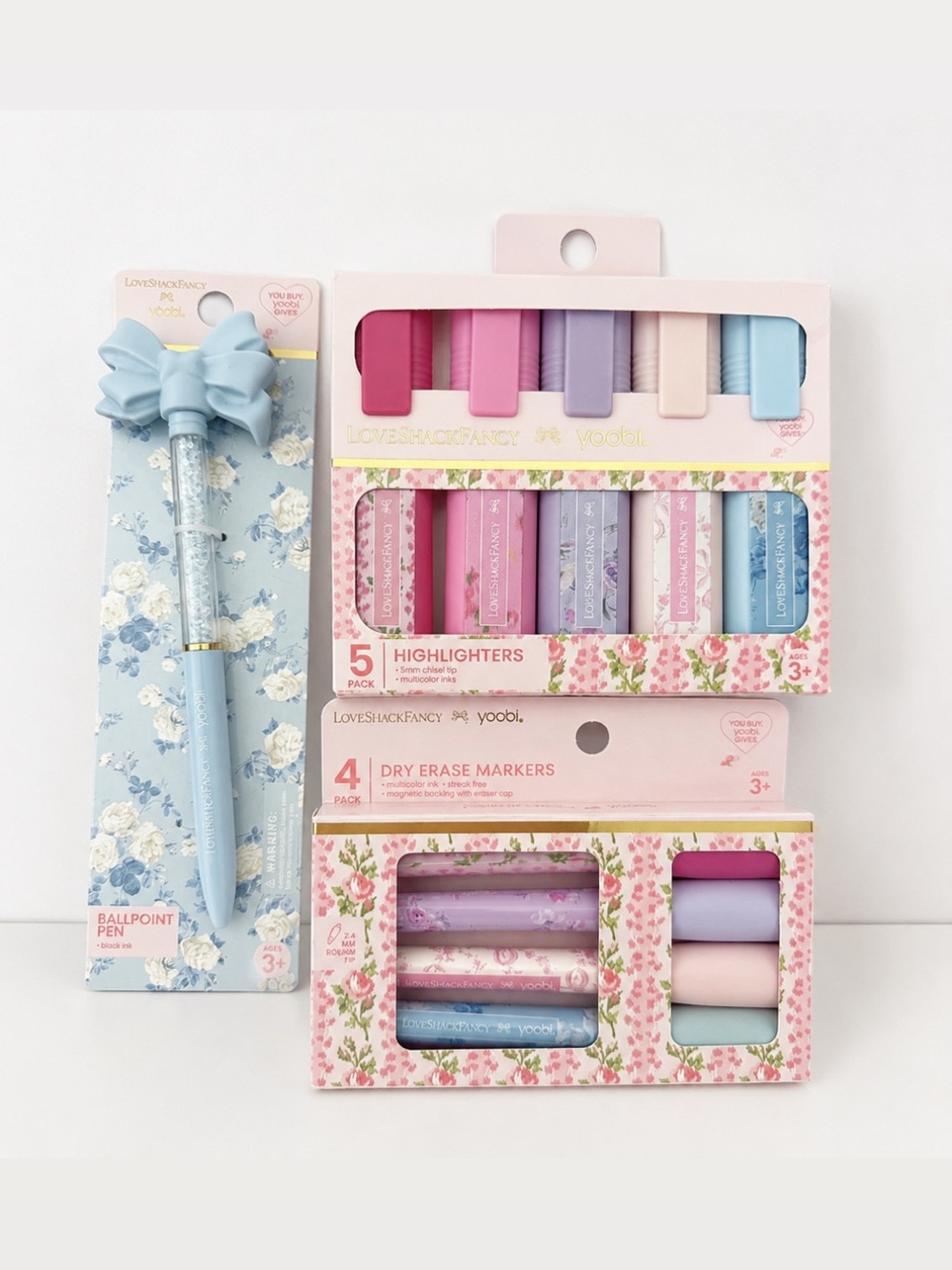 LoveShackFancy Dry erase Markers, 5 pk Highlighters and  Bow Pen Set